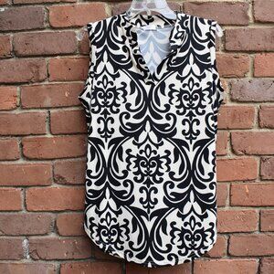 Halife Sleeveless Knit Top Black on Tan Size L